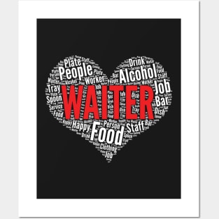 Waiter Heart Shape Word Cloud Design product Posters and Art